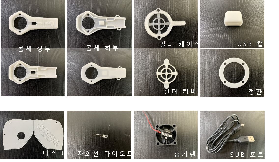 3D프린팅 마스크 만들기 DIY 키트 교육용 코로나 UV 조사 필터 KF94 인증
